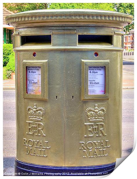 Gold Postbox Print by Colin Williams Photography