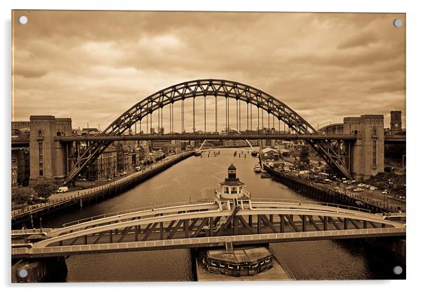 The Tyne Bridges Acrylic by John Ellis
