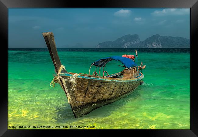 Longtail Boat Thailand Framed Print by Adrian Evans