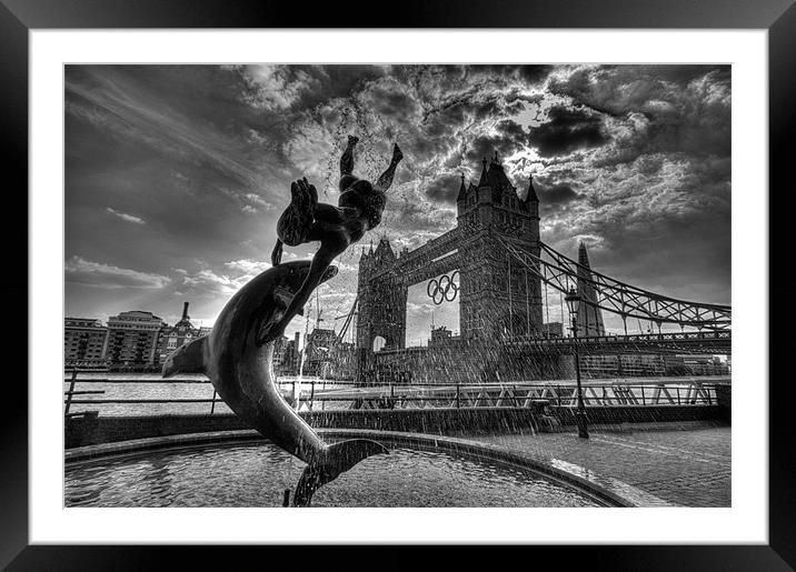 Fountain and Tower Bridge Framed Mounted Print by Dean Messenger