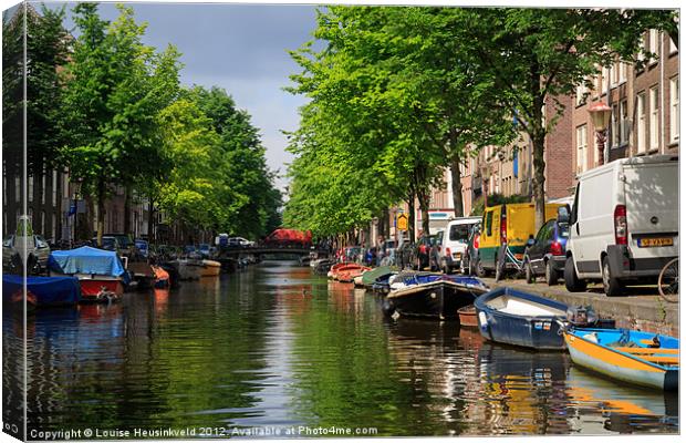Amsterdam Canal Scene Canvas Print by Louise Heusinkveld