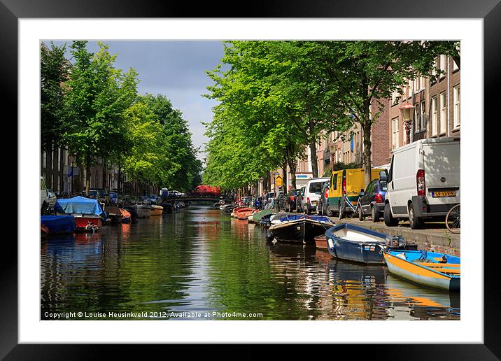 Amsterdam Canal Scene Framed Mounted Print by Louise Heusinkveld