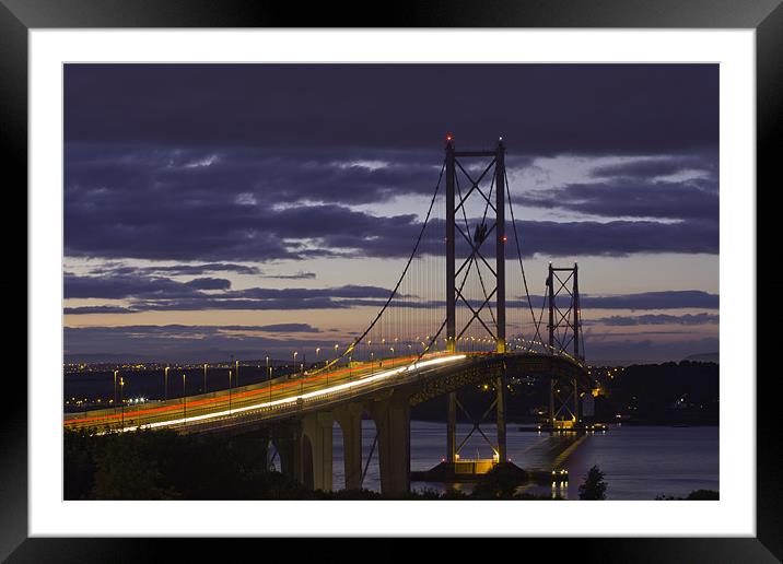 Forth Road Bridge at Night Framed Mounted Print by Buster Brown