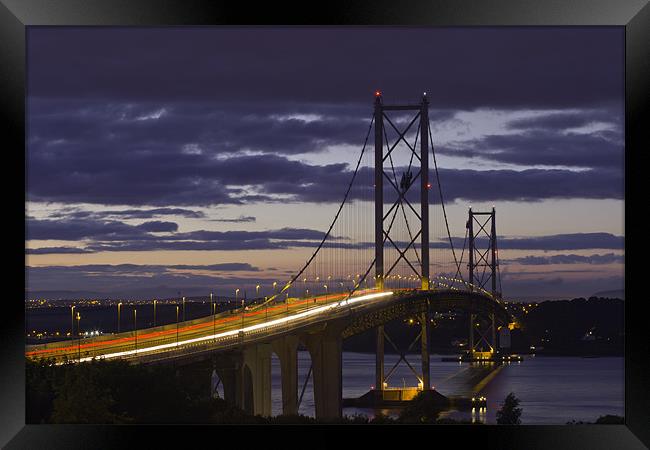 Forth Road Bridge at Night Framed Print by Buster Brown