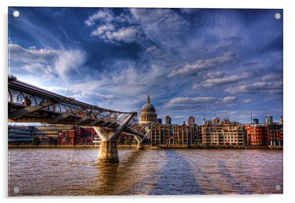 St Pauls and Millenium Bridge Acrylic by Dean Messenger
