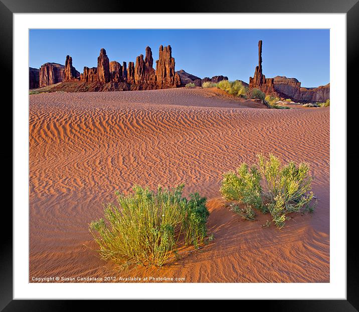 Sunrise At The Totem Poles Framed Mounted Print by Susan Candelario