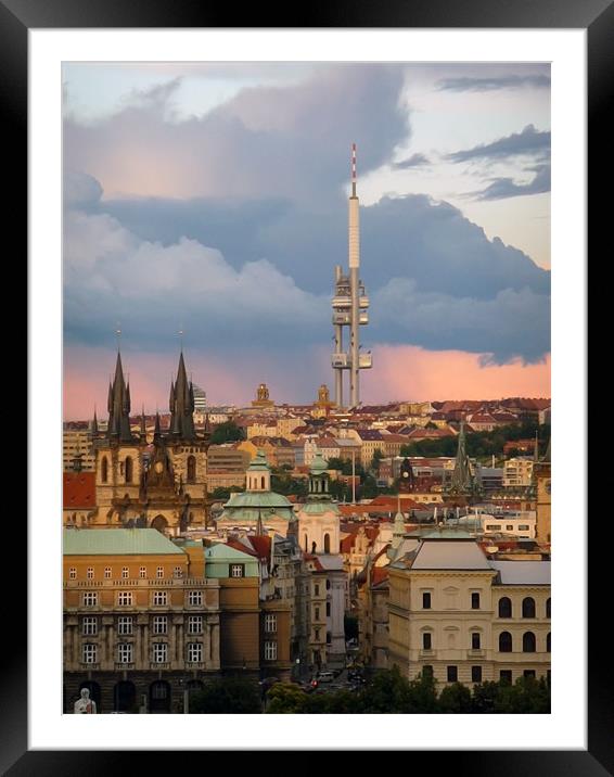 Prague Old and New Framed Mounted Print by Christopher Mullard