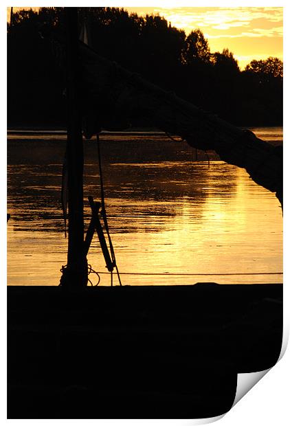 Boat at Sunset Print by Bob Clewley