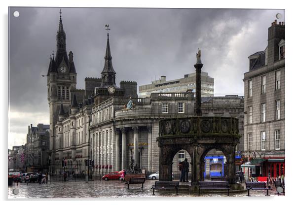 The Castlegate in the driving rain Acrylic by Tom Gomez