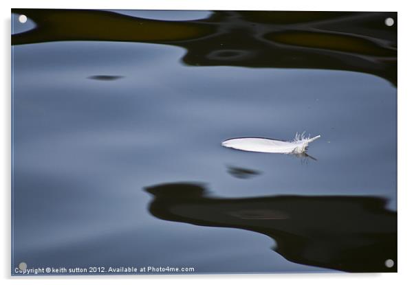 floating feather Acrylic by keith sutton