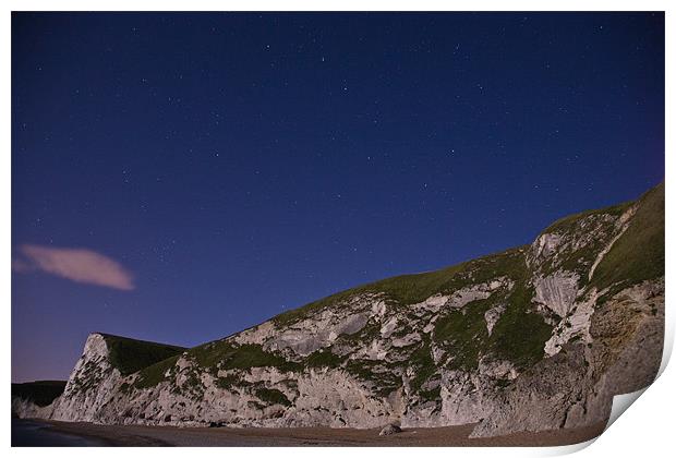 Starry night at Durdle Door Print by Ian Middleton