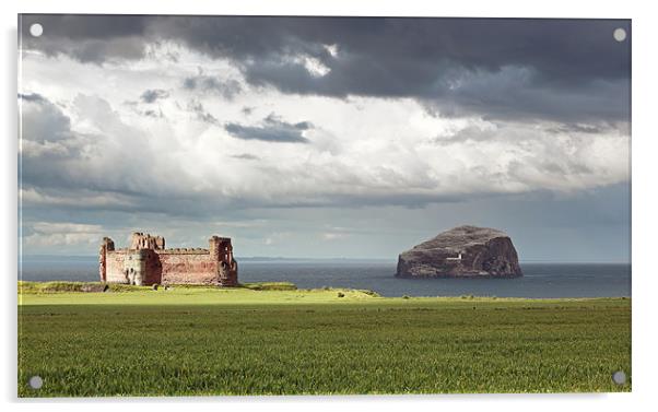Tantallon Castle and the Bass rock Acrylic by Grant Glendinning