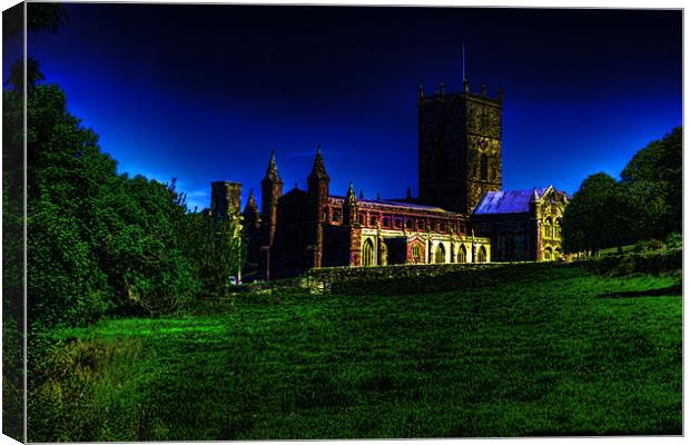St Davids Cathedral Glow Canvas Print by Steve Purnell
