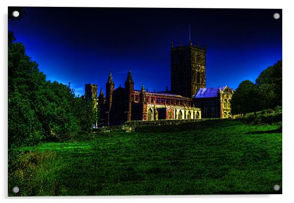 St Davids Cathedral Glow Acrylic by Steve Purnell