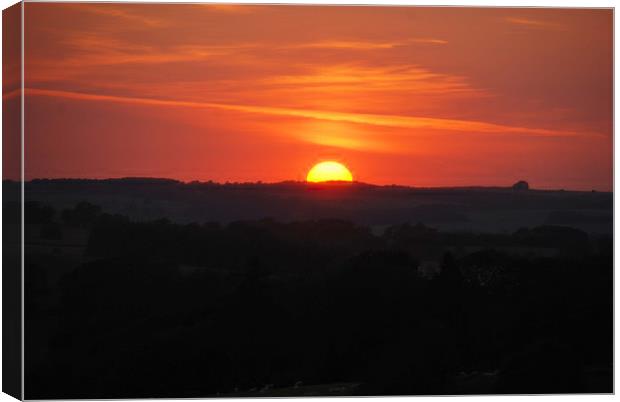 Flaming Cotswold's Sunset Canvas Print by Elaine Lanighan