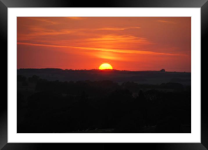 Flaming Cotswold's Sunset Framed Mounted Print by Elaine Lanighan