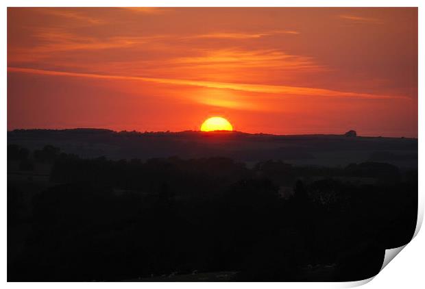 Flaming Cotswold's Sunset Print by Elaine Lanighan