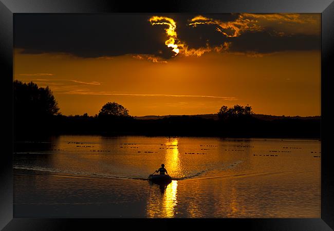 Canvus Rowing out of the sun Framed Print by Jack Jacovou Travellingjour