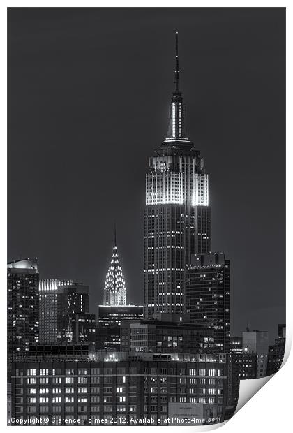 Empire State and Chrysler Buildings IV Print by Clarence Holmes
