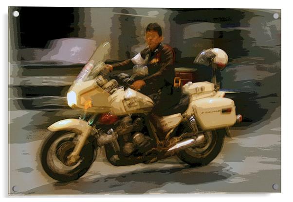 Thai motorbike Police Acrylic by Arfabita  