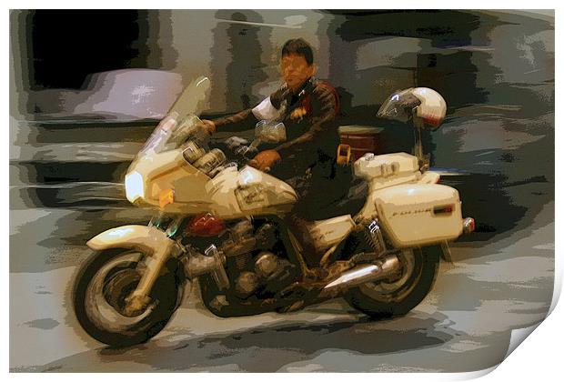 Thai motorbike Police Print by Arfabita  