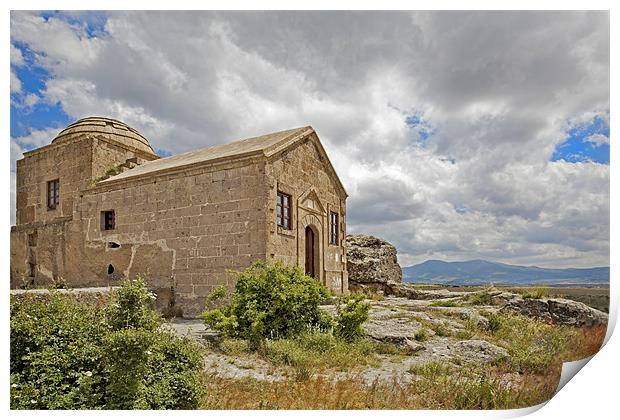 Isolated church in wilderness of Cappadocia Print by Arfabita  