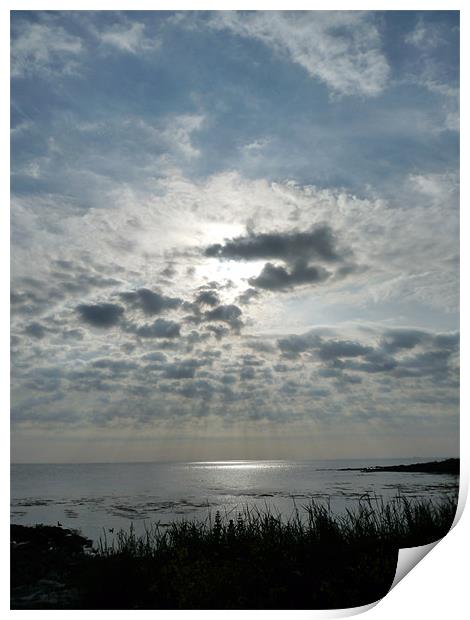 Sun Ray Seascape Print by Noreen Linale