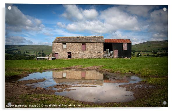 Barn reflection Acrylic by Paul Davis