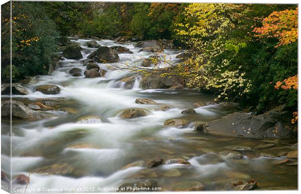 Autumn River Cascades II Canvas Print by Clarence Holmes