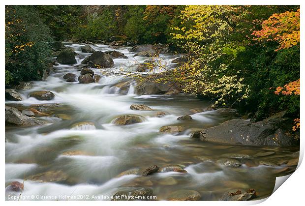 Autumn River Cascades II Print by Clarence Holmes
