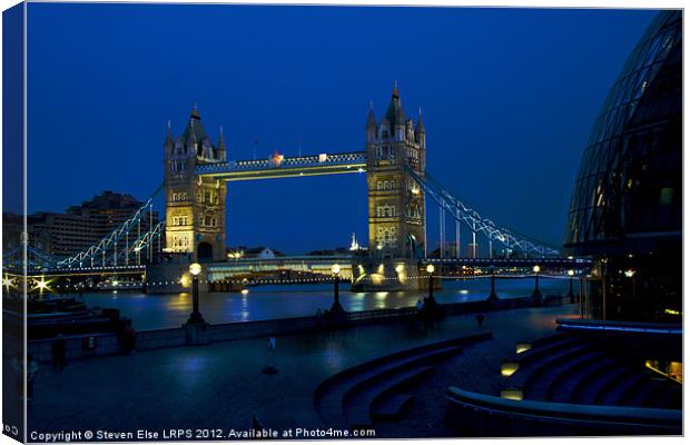 tower brigde at night london Canvas Print by Steven Else ARPS