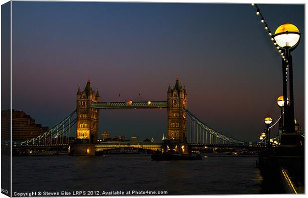 Tower Bridge at Night Canvas Print by Steven Else ARPS
