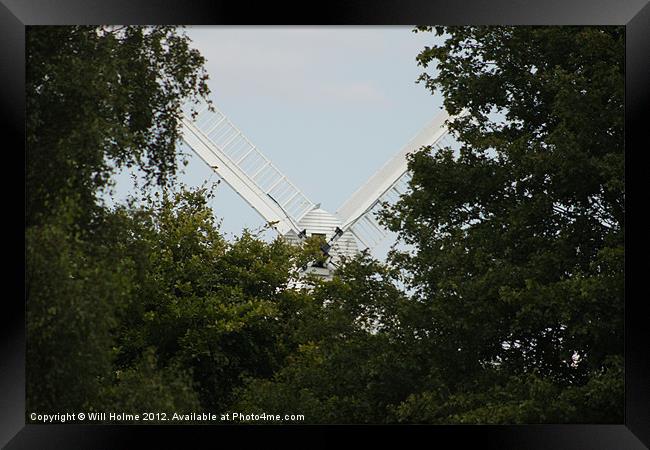 Windmill Behind The Trees Framed Print by Will Holme