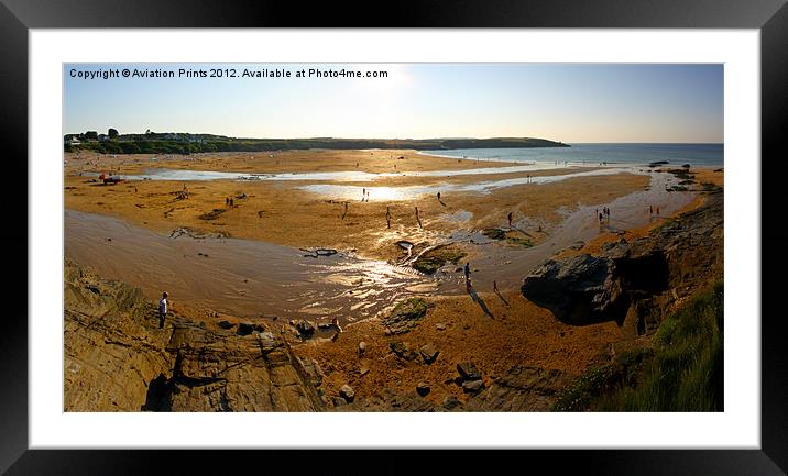 Harlyn Bay Cornwall Panoramic Framed Mounted Print by Oxon Images