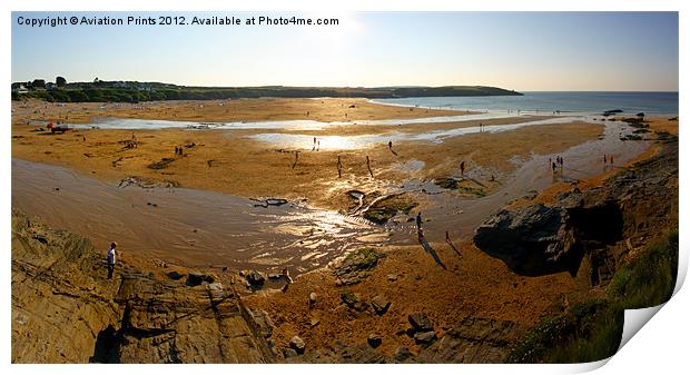 Harlyn Bay Cornwall Panoramic Print by Oxon Images