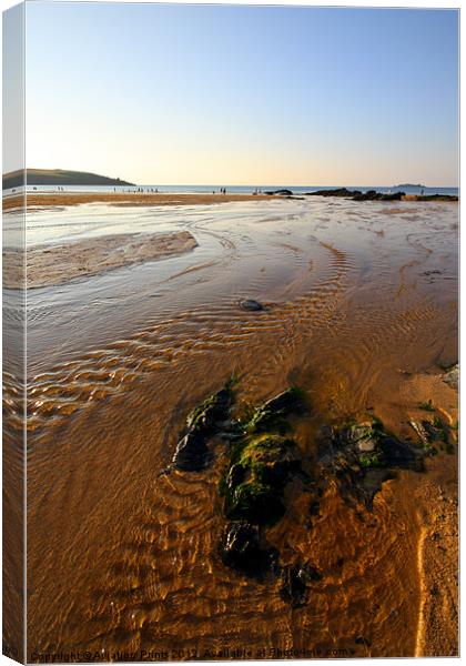 Harlyn Bay Cornwall ripples Canvas Print by Oxon Images