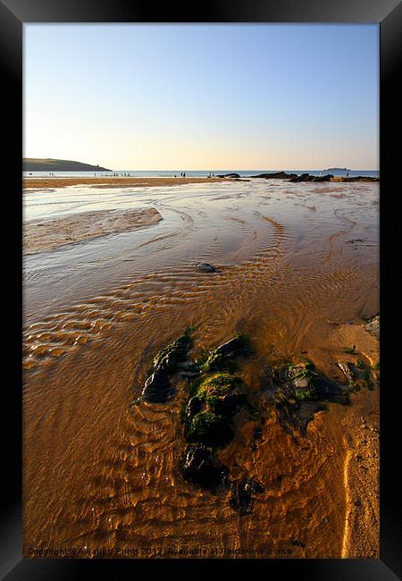Harlyn Bay Cornwall ripples Framed Print by Oxon Images