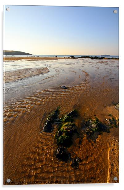 Harlyn Bay Cornwall ripples Acrylic by Oxon Images