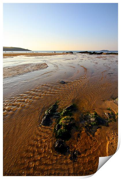 Harlyn Bay Cornwall ripples Print by Oxon Images