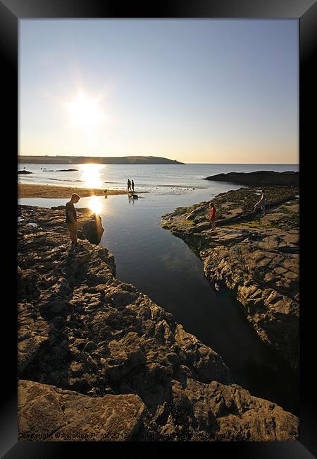 Harlyn Bay Sunset Framed Print by Oxon Images