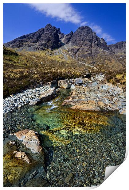 Red Cuillin Mountains on Skye Print by Steven Clements LNPS