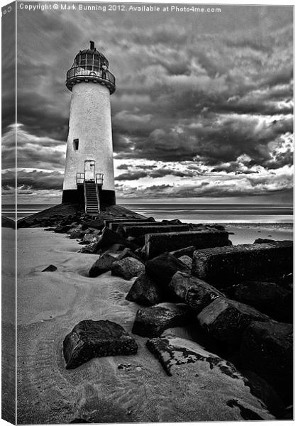 Talacre lighthouse in bw Canvas Print by Mark Bunning