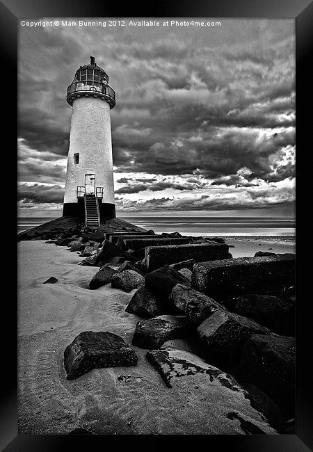 Talacre lighthouse in bw Framed Print by Mark Bunning