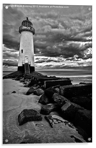Talacre lighthouse in bw Acrylic by Mark Bunning