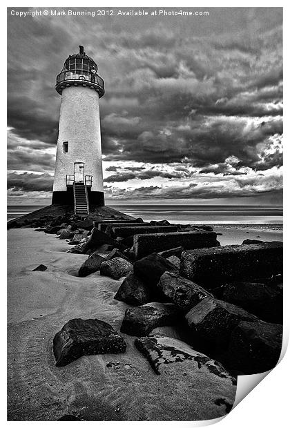 Talacre lighthouse in bw Print by Mark Bunning