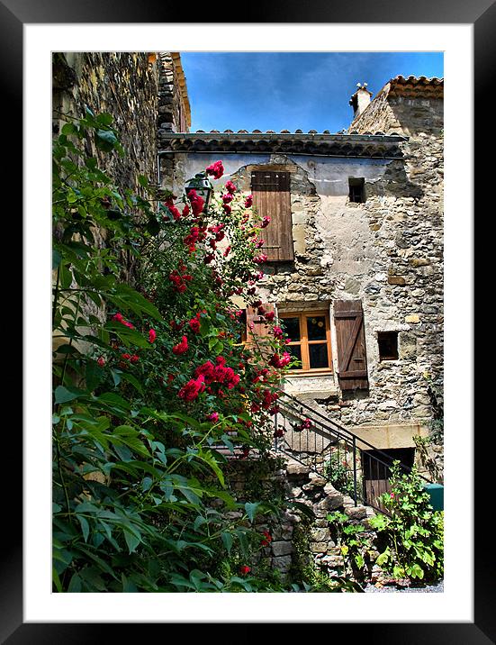 Leaning Cottage With Roses Framed Mounted Print by Jacqi Elmslie