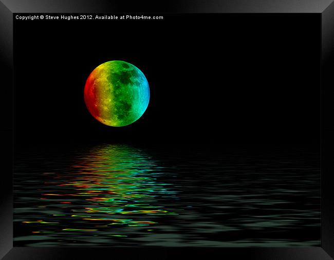 Rainbow Moon with reflections Framed Print by Steve Hughes