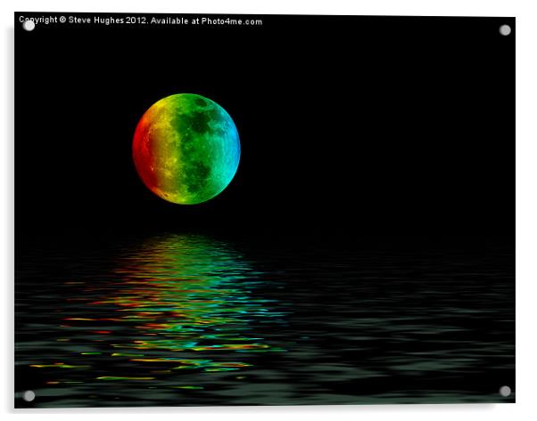Rainbow Moon with reflections Acrylic by Steve Hughes