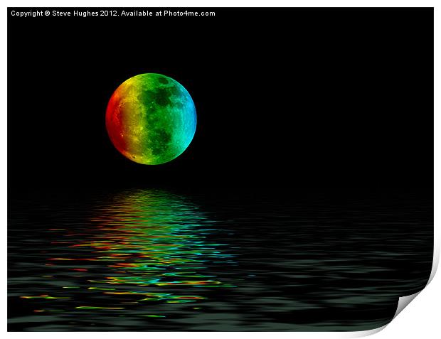 Rainbow Moon with reflections Print by Steve Hughes