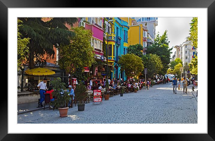 Colorful street of Diners Framed Mounted Print by Arfabita  